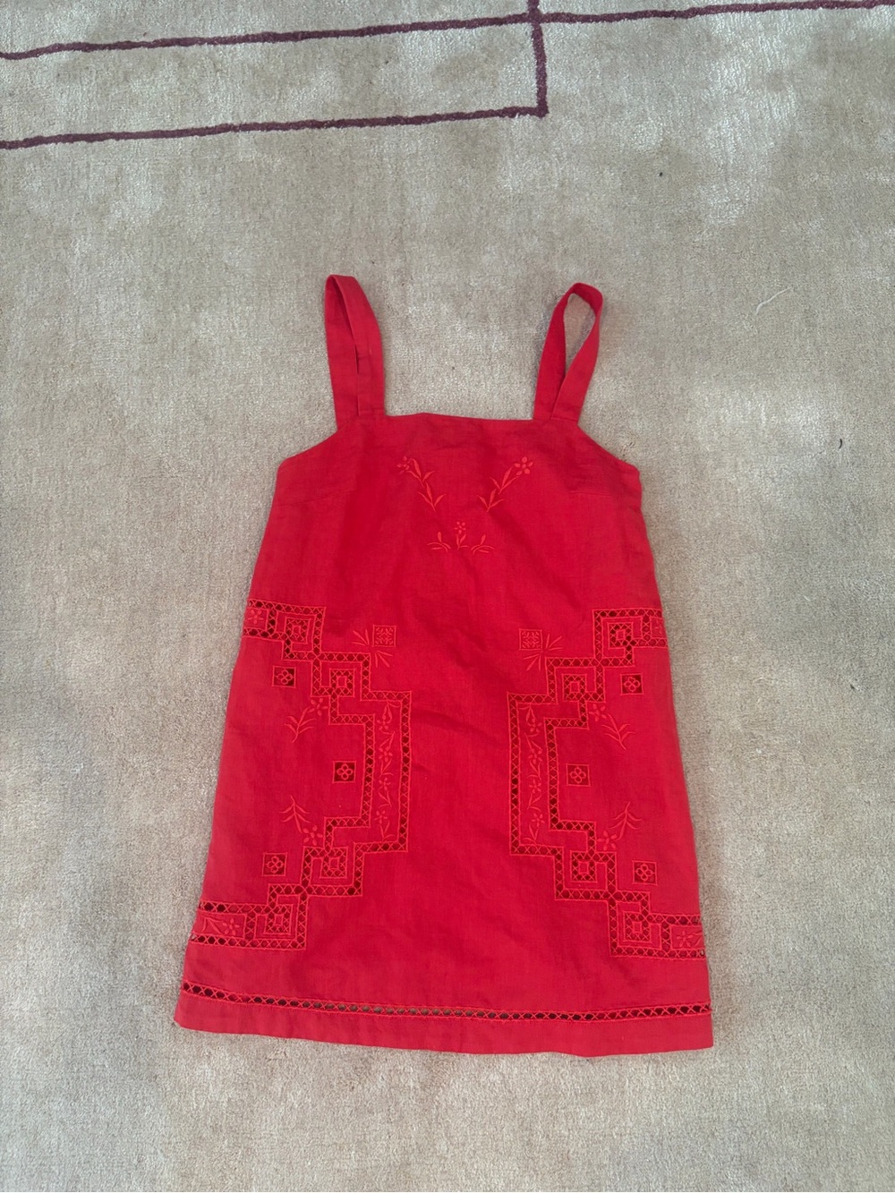 Sézane Red Embroidered Mini Dress